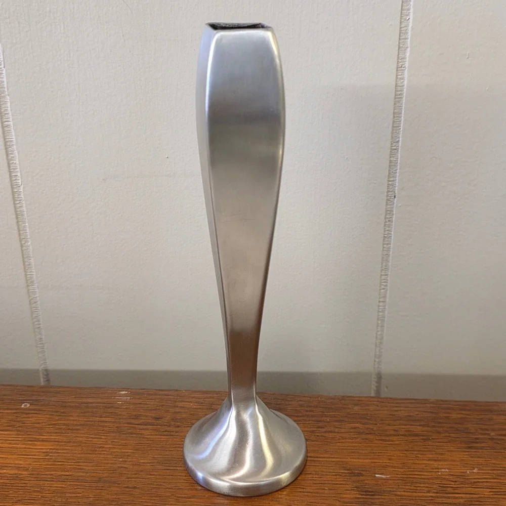Vintage Mikasa Winter Trinket Dish & Hanson ‎ Stainless Steel Vase Square Modern